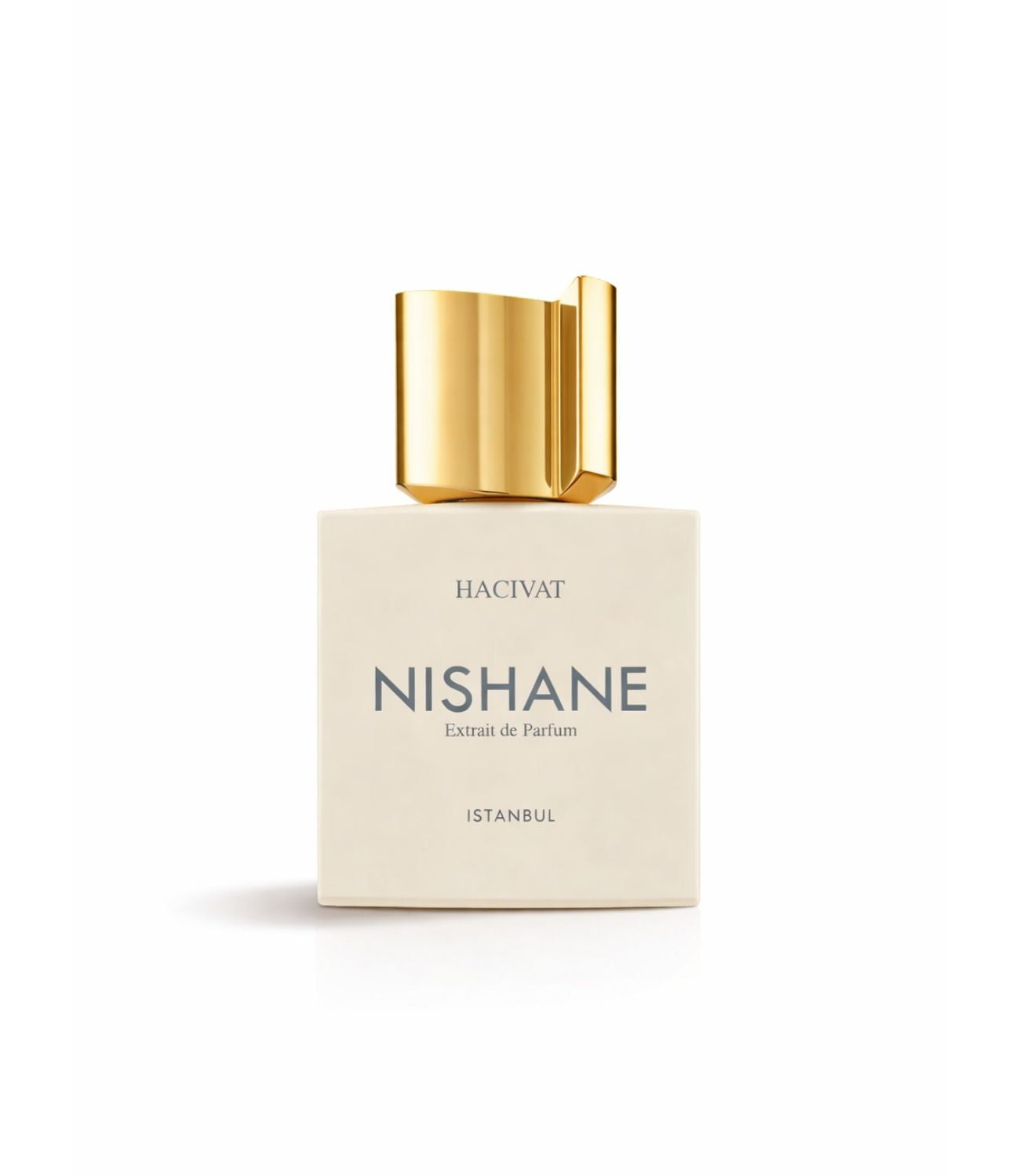 Nishane Hacivat extrait de parfum bottle on stone
